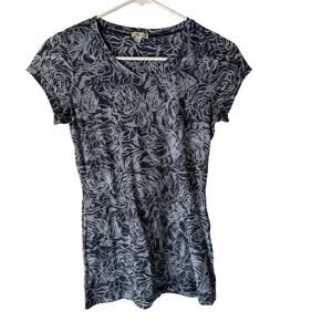 Maurices Shirt Y2k Medium Blue Gray Floral Rose Print Short Sleeve USA Grunge